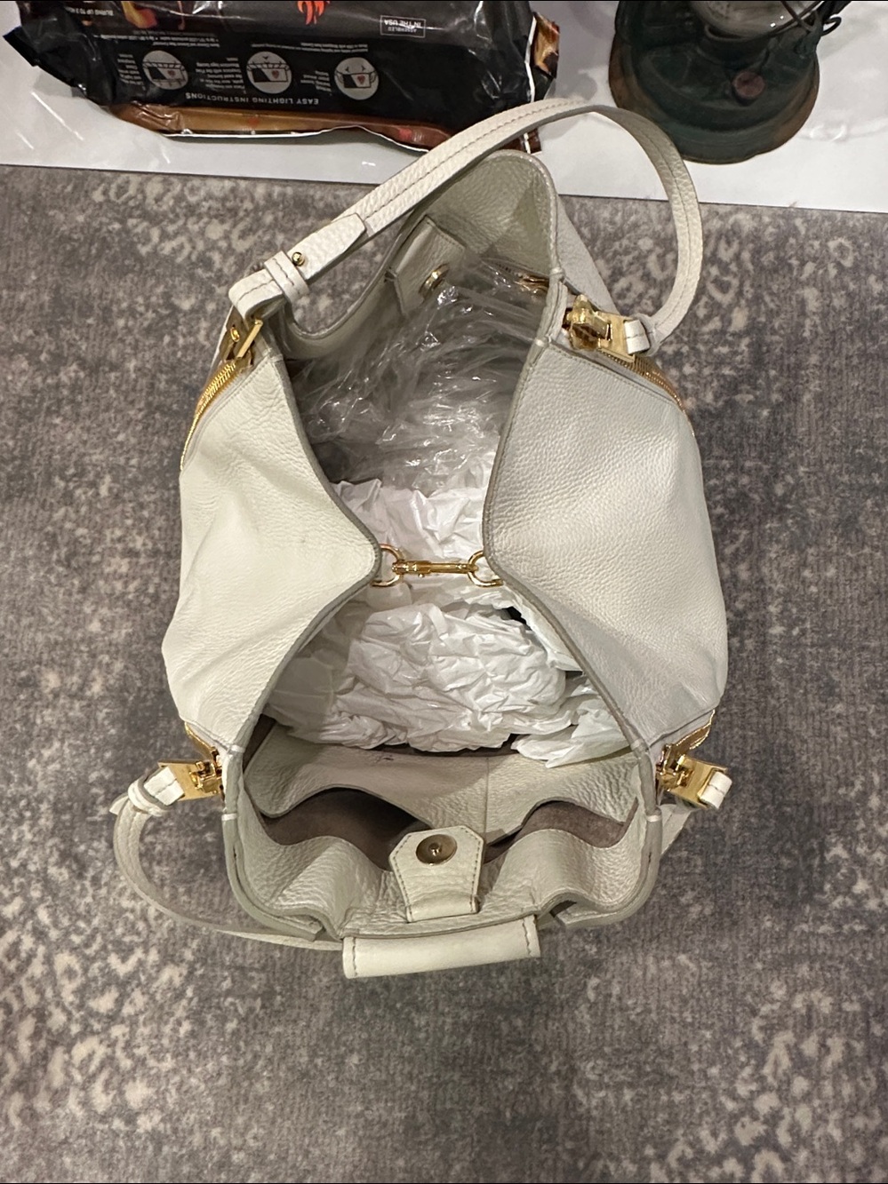 TOM FORD WHITE SEDGEWICK BAG PEBBLE LEATHER - Picture 4 of 13